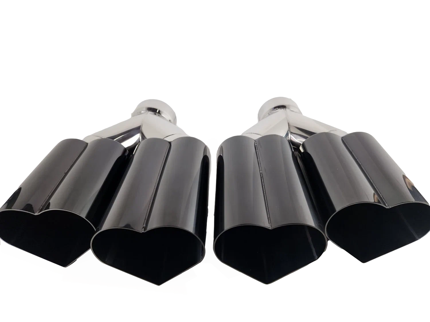 3_ ID_4_ OUT_12_ Dual Heart Shape Exhaust Tip Black Chrome NT-HEART-2BC